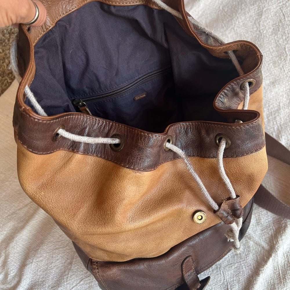 Free People Brown and Tan Leather Backpack - Picture 7 of 9